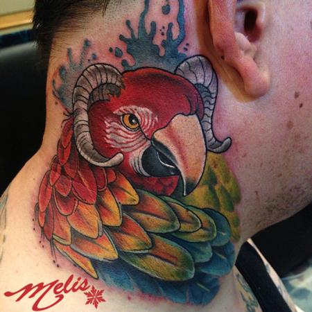 Tattoos - parrot with goat horns - 80816